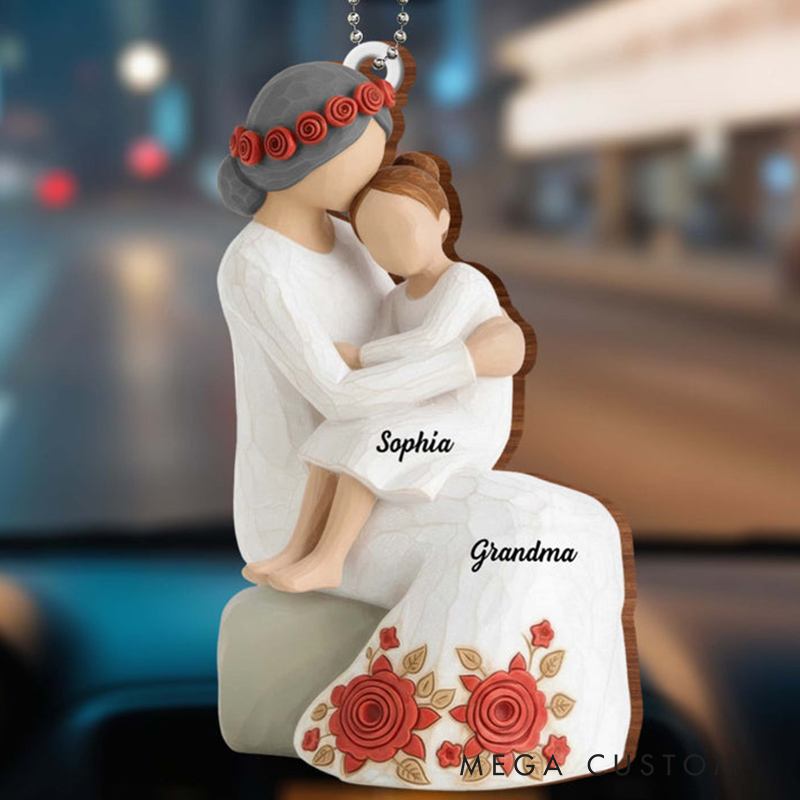 Personalized Wood Ornament A Beautiful Bond Between Generations with Flowers Gift for Granddaughters and Grandmas