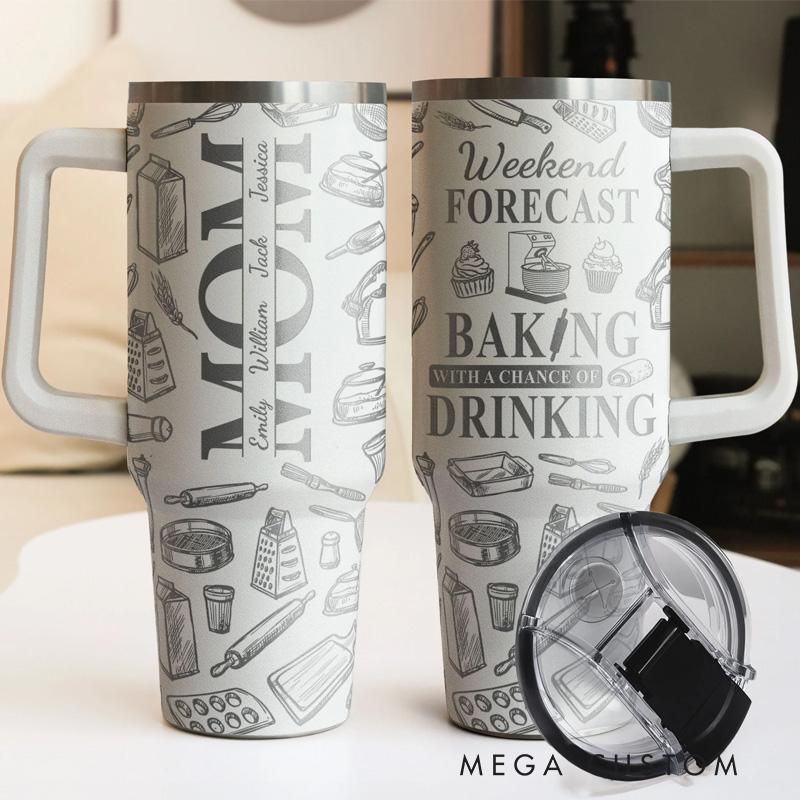 Personalized Baking with a Chance of Drinking Tumbler Baking Lover 40oz Tumbler with Name for Women Mom Grandma Baker Her