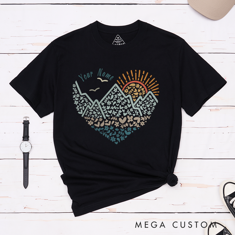 Personalized Adventure Awaits Mountain T-Shirt Gift for Hiking Camping Adventure Nature Lover