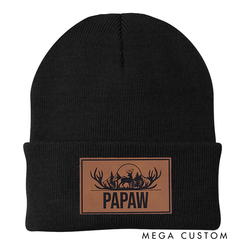 Personalized Custom Hunting Beanie Hat Name Beanie Cap Gift for Grandpa Dad Papa Fathers Day Gift for Hunting Papaw Beanie Hat