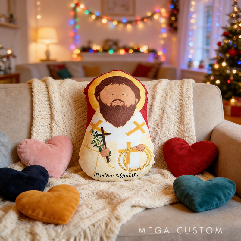 Personalized St. Valentine Snuggly Saints Doll with Custom Names Home Decor Orthodox Gift for Kids Valentine's Day Gift for Couple Graphic 3D Print