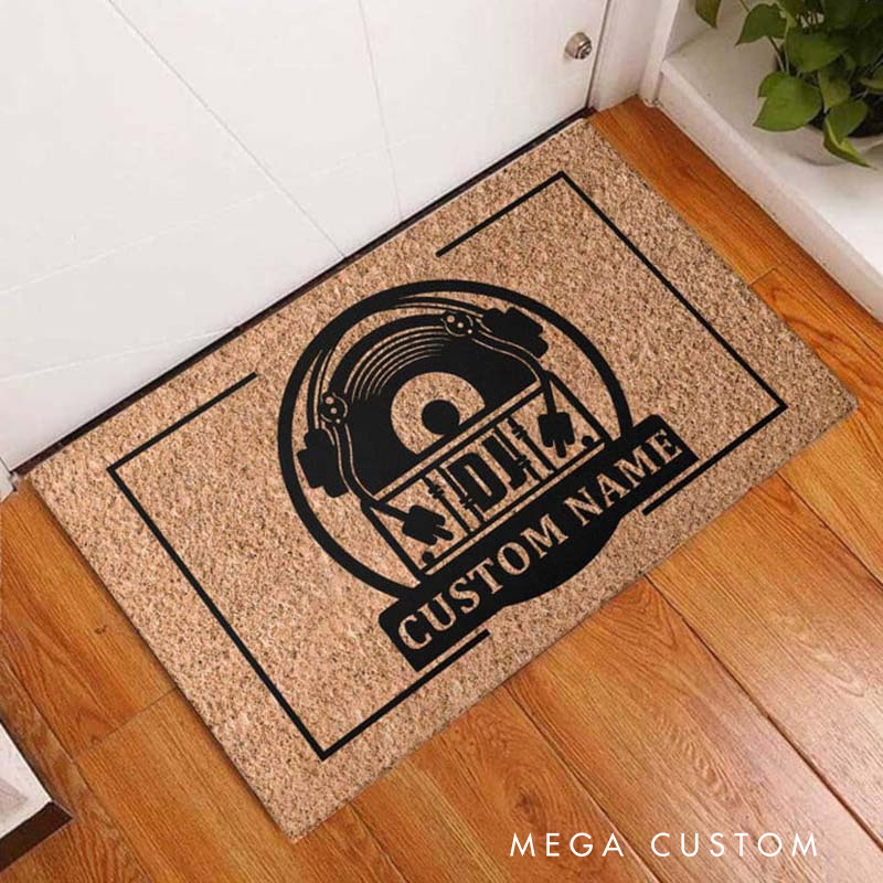 Personalized the DJ Minimalist Doormat Mid Music Family Door Mat Welcome Mat for Music Lovers Housewarming Gifts