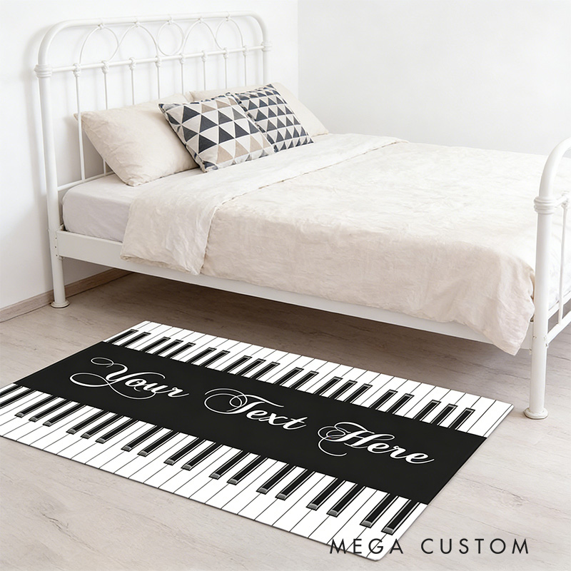 Personalized Piano Key Music Rug for Music Lovers Gift for Kids Pianist Music Studio