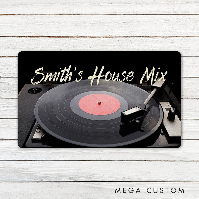 Personalized Record And Microphone Rug for Music Lovers Gift for Kids Music Fans Music Studio