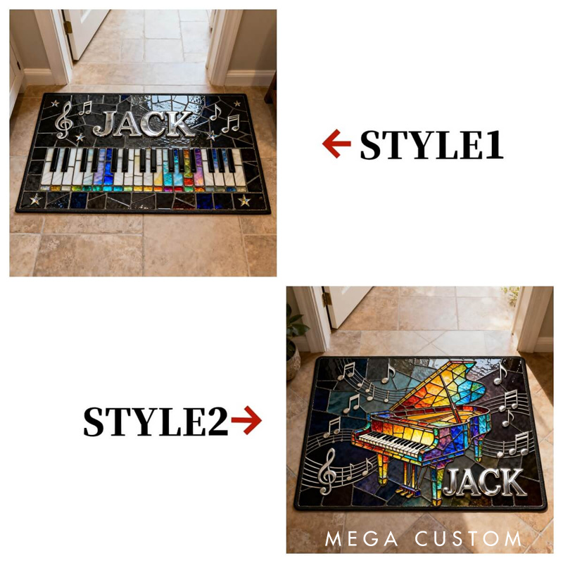 Personalized Painted Piano Music Rug for Music Lovers Gift for Kids Pianist Music Studio 