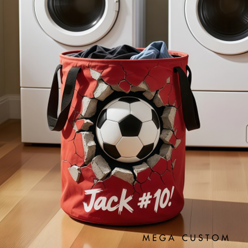 Personalized Soccer Storage Basket with Custom Name and Number Design for Fans