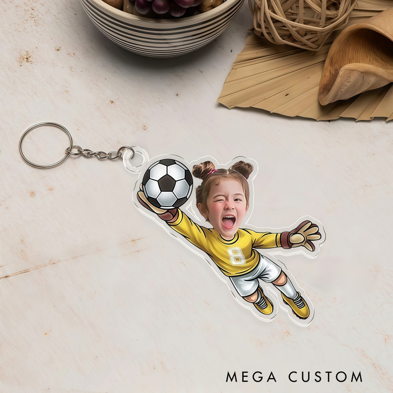 Personalized Soccer Player Keychain with Custom Cartoon Design for Kids