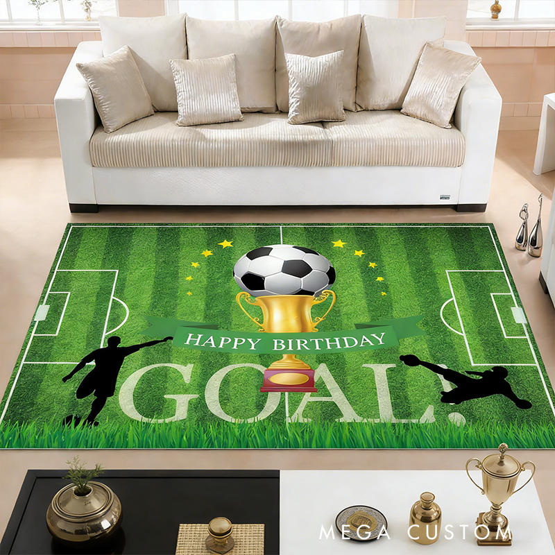 Personalized Soccer Rug with Custom Message Design for Fans