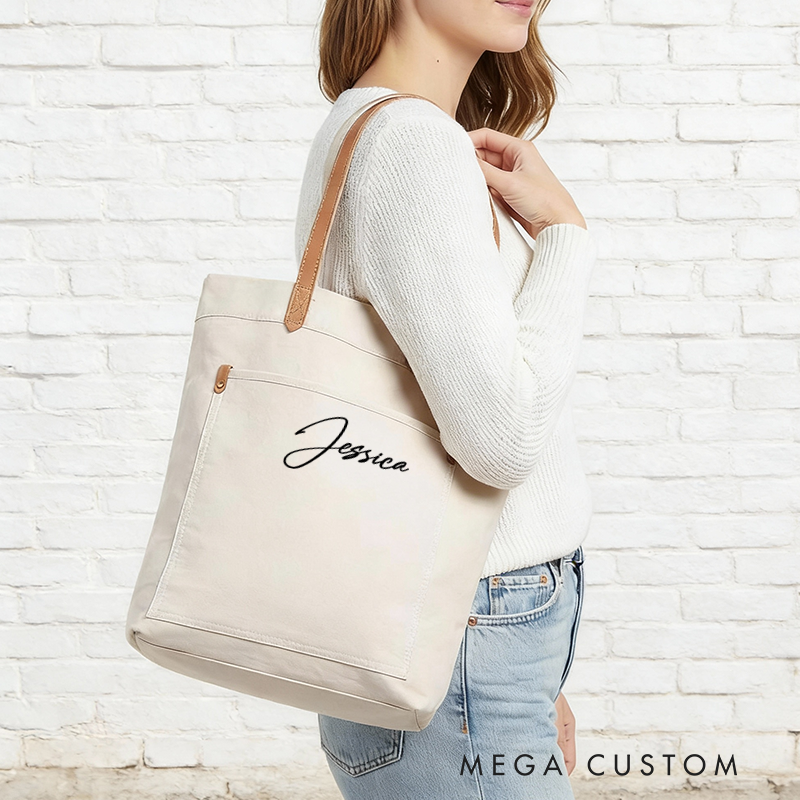 Personalized Canvas Tote Bag with Name Custom Name Bag Canvas Tote Bag Gift for Her Gift for Mother Wife