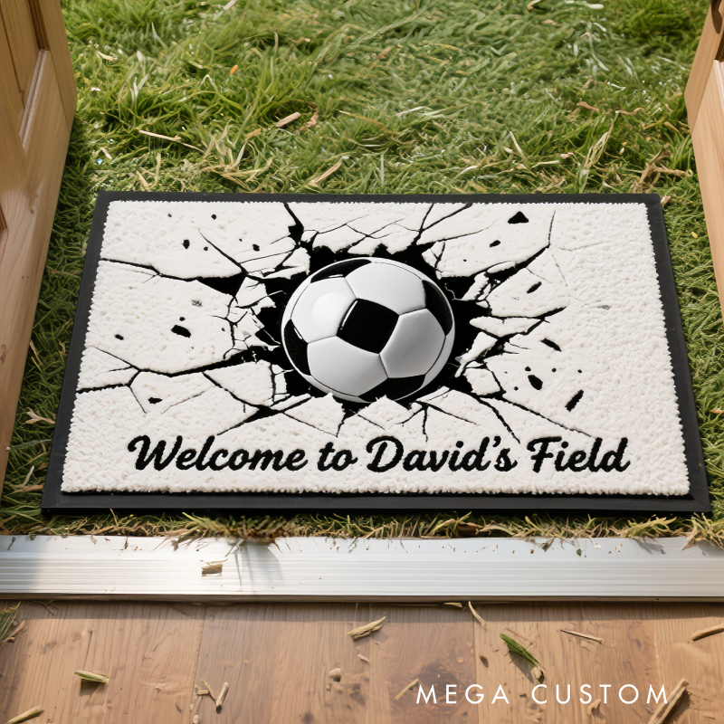 Personalized Soccer Door Mat with Custom Text for a Unique Entryway