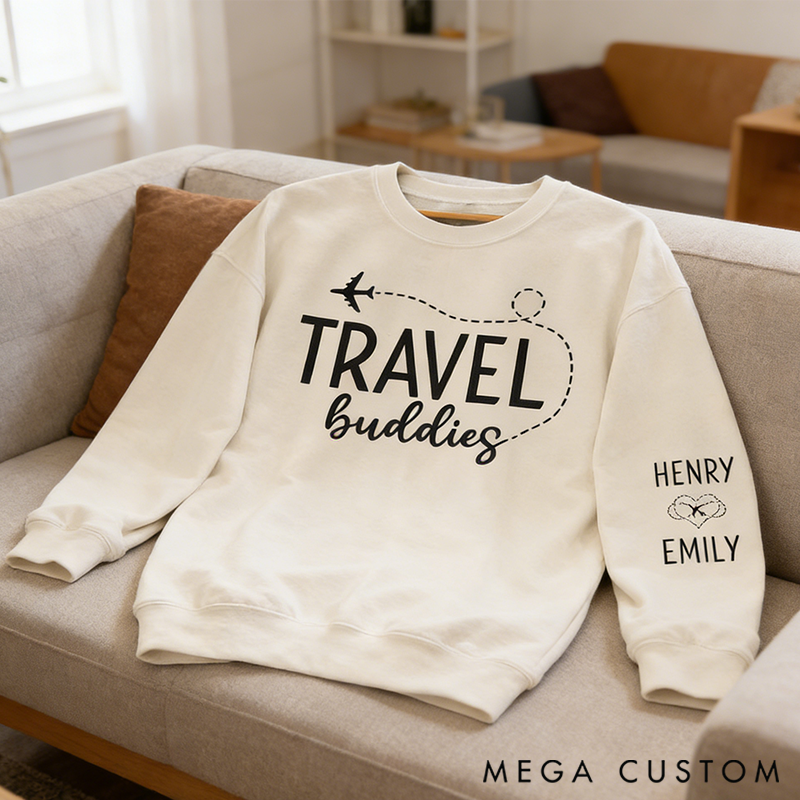 Personalized Classic Sweatshirt with Sleeve Design-Perfect Gift for Adventure Lovers, Anniversaries, Valentines and Holidays