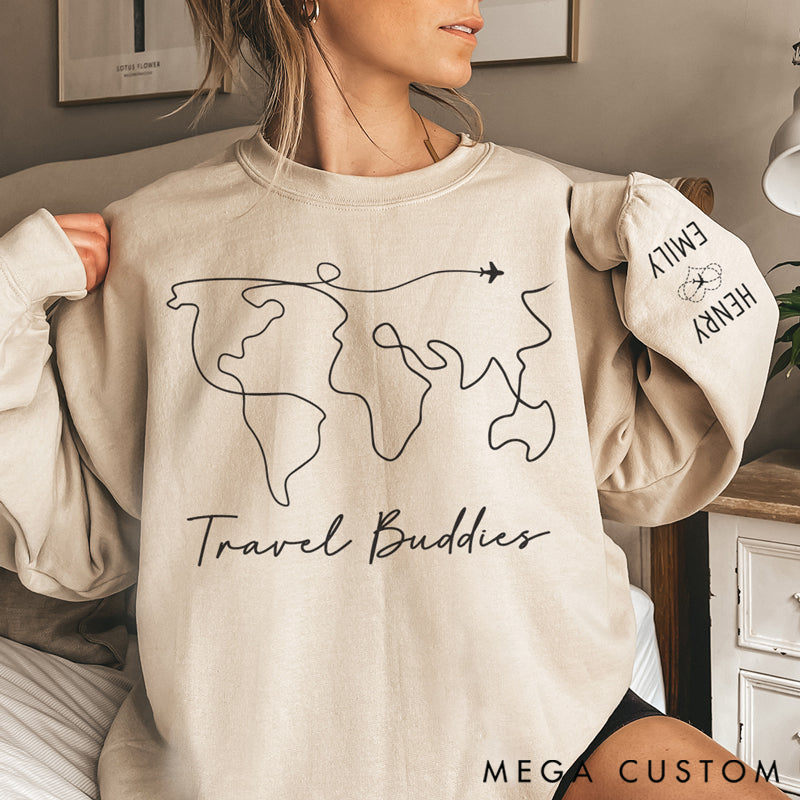 Personalized We're on the Vacay Mode Classic Sweatshirt with Sleeve Design-Perfect Gift for Adventure Lovers, Anniversaries, Valentines and Holidays