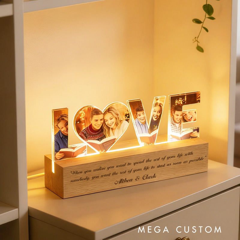 Personalized Reading Couple Night Light Mimi Light Night Light with Name and Base Home Decor Anniversary Valentine's Day Gift for Girls Wife