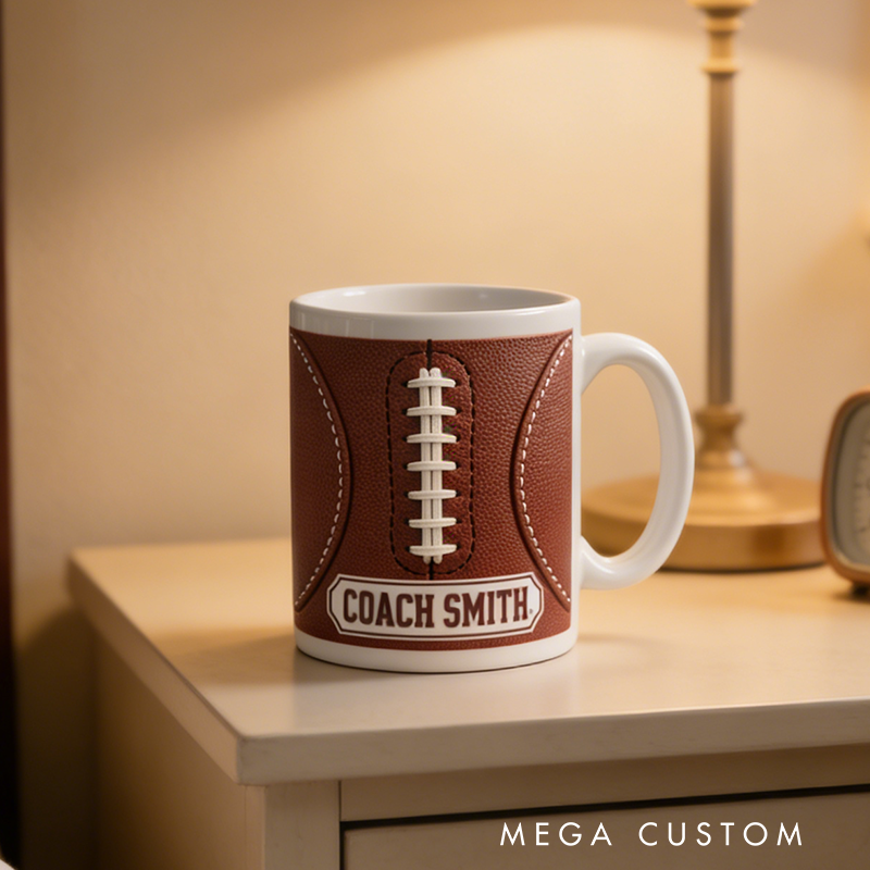 Personalized American Football Mug with Custom Name for Fans and Enthusiasts