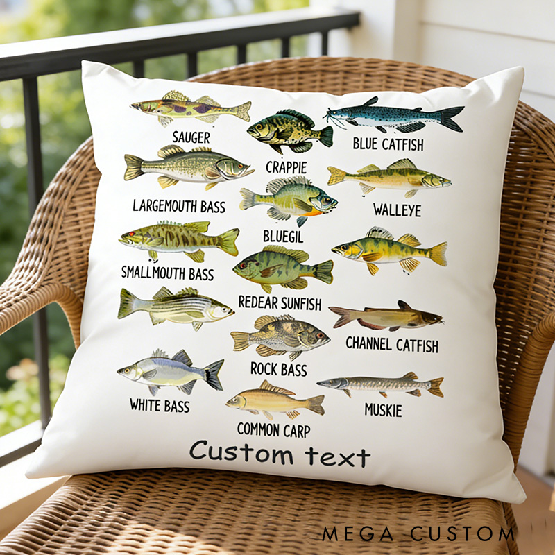Personalized Custom Fish Species Identification Pillow North American Fish Pillow Cute Fish Biologist Children Pillow Animal Love Kids Toddler