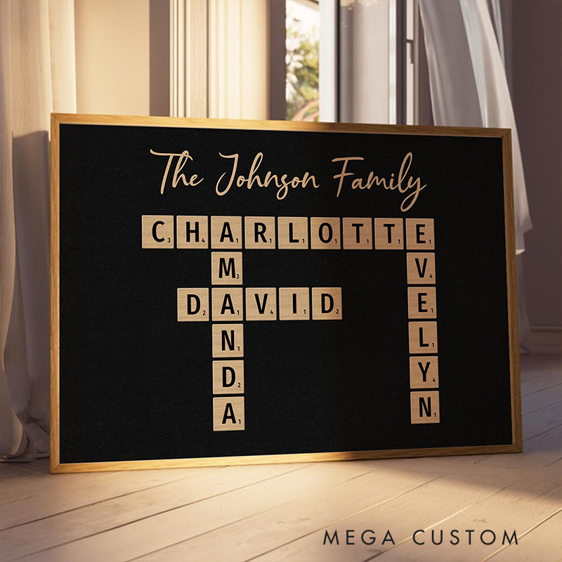 Personalized Family Crossword Art Poster Created In A Moment Treasured Forever Family Gift