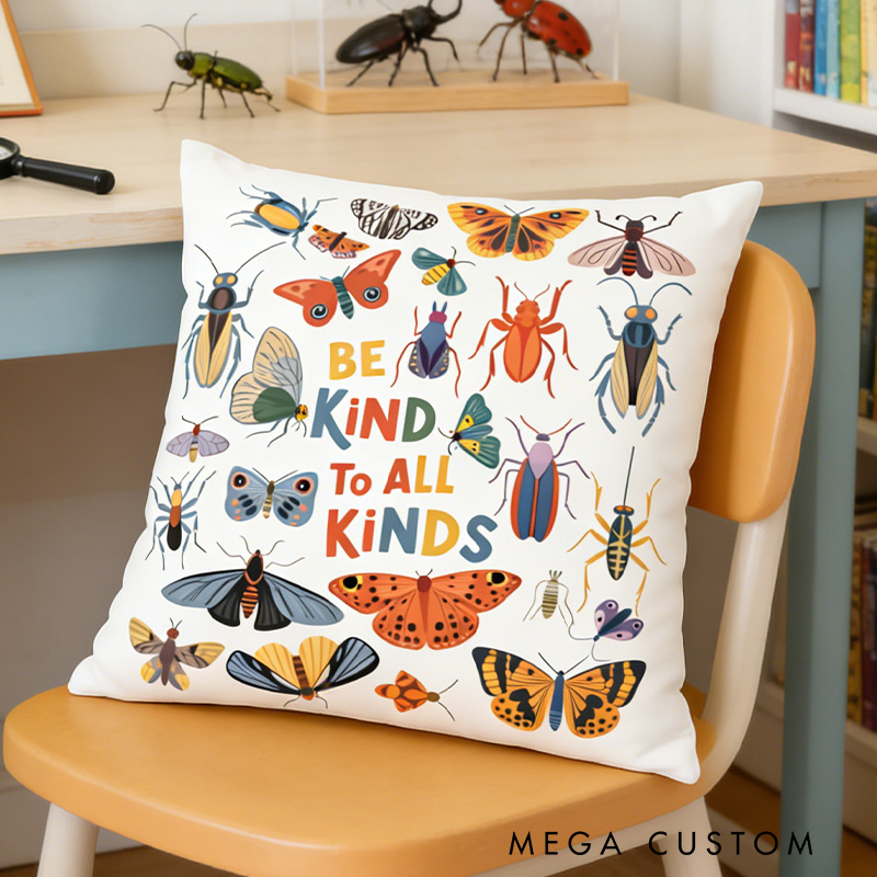 Personalized Retro Bugs Kid Pillow Vintage Entomologist Pillow Cute Insect Natural Kids Pillow Gift for Kid