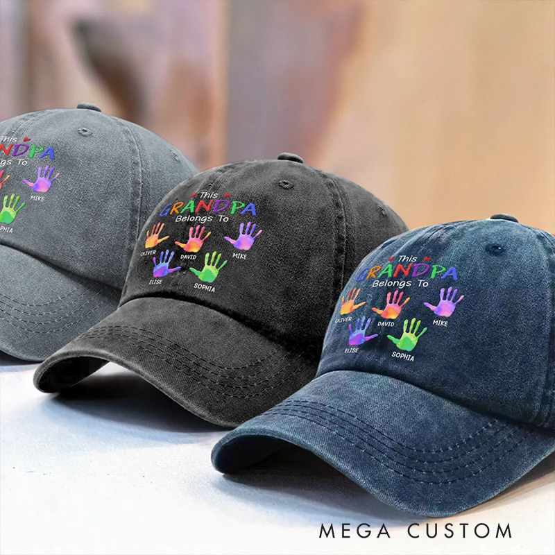 Personalized Vintage Washed Denim Baseball Cap US Grandpa You Are Our Joy Birthday Gifts for Grandpa Dad 