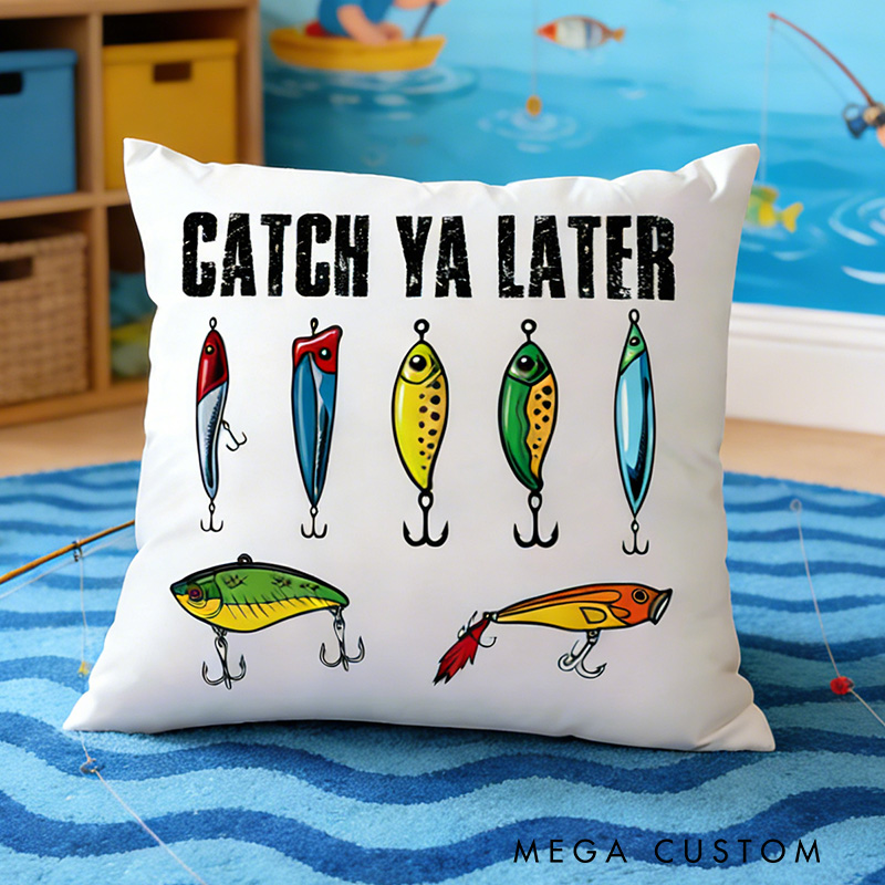 Personalized Fishing Lure Kid Pillow Fish Lover Pillow Boys Girls Family Fishing Gift for Kid
