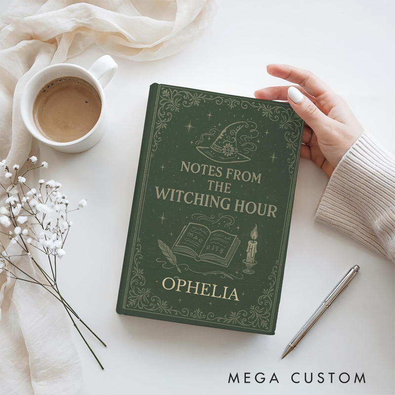 Personalized Dark Academia Hardcover Journal Witching Hour Notebook Magic Lover Gift Manifestation Spell Book
