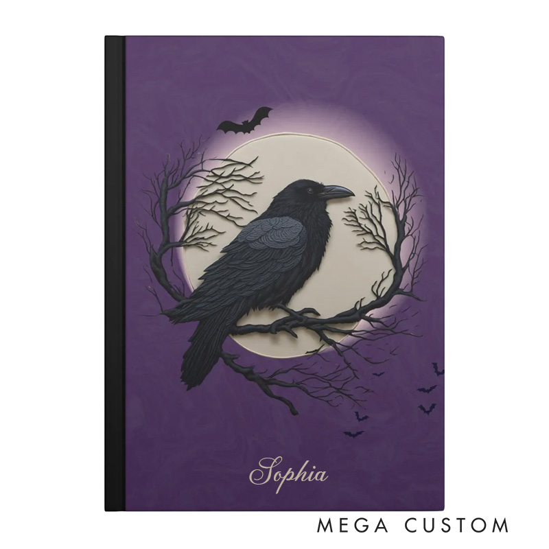 Personalized Spooky Raven Hardcover Journal Witchy Notebook Magic Lover Gift Manifestation Spell Book