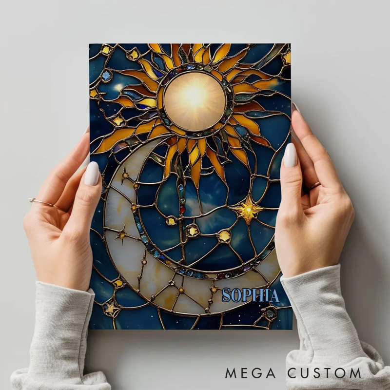 Personalized Graphic 3D Print Celestial Boho Lunar Space Hardcover Journal Witchy Notebook Magic Lover Gift Manifestation Spell Book