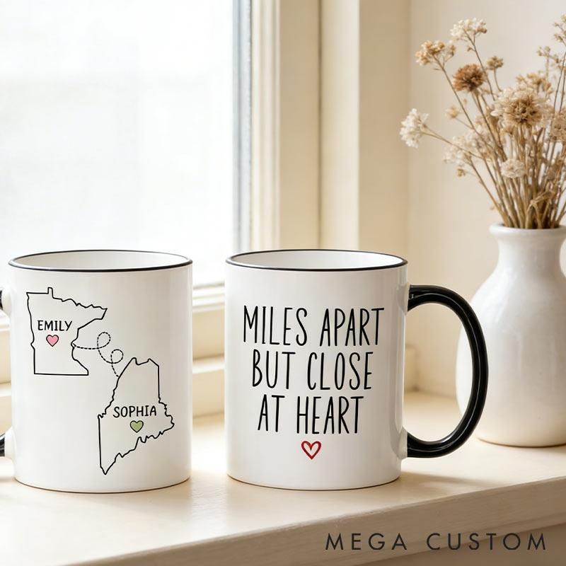 Personalized Long Distance State To State Mug Long Distance Friendship Gift for Traveling Lovers