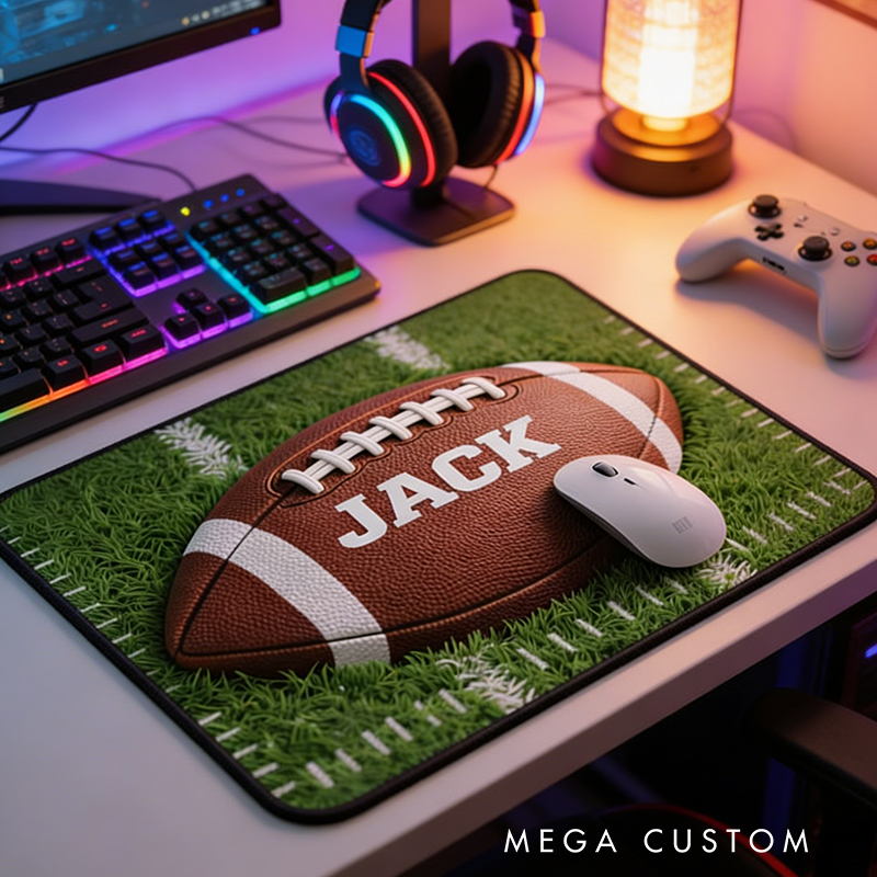 Personalized American Football Mouse Pad with Custom Name for Sports Enthusiasts