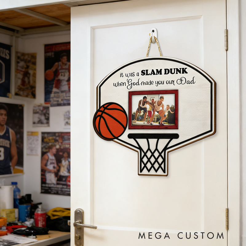 Personalized Basketball Hoop Photo Frame Wall Hanging  for Dad