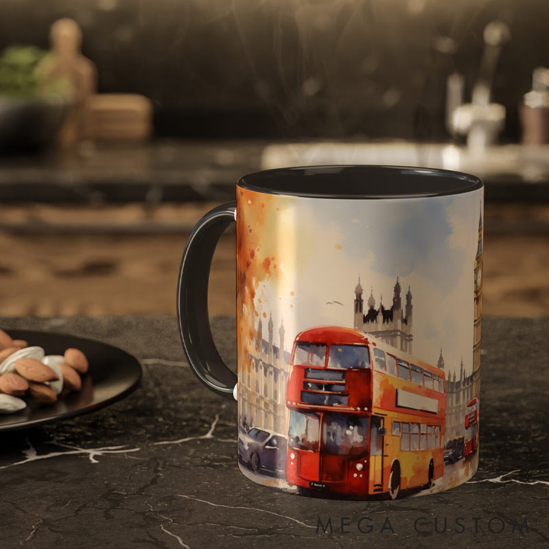 Personalized watercolor series Big Ben London Clock Tower mug for Traveling Lovers