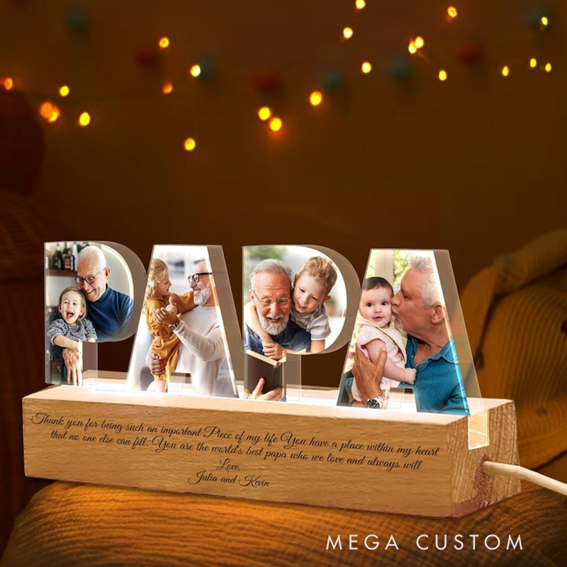 Personalized Grandpa Photo Collage Light Papa Night Light Family Photo Gift Gift For Grandpa Gift For Papa Gift From Grandkids