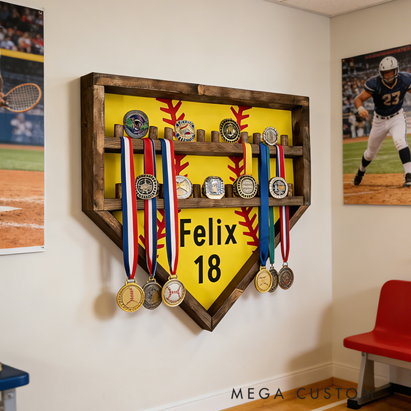 Personalized Softball Home Plate Championship Ring Display for Softball Stars