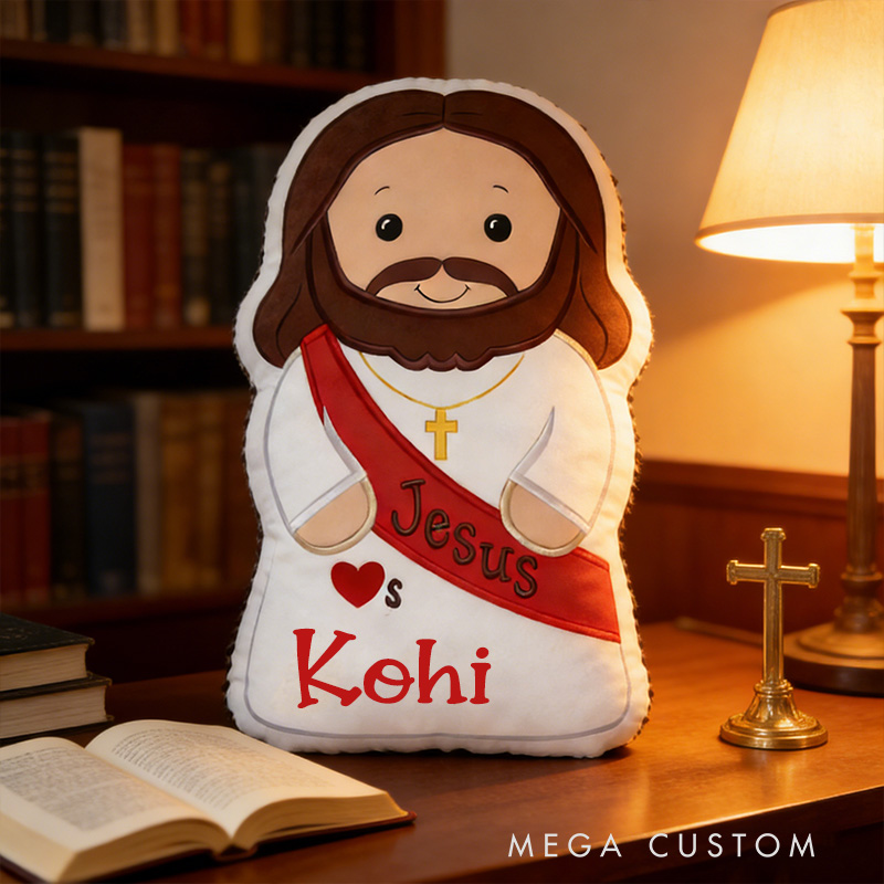 Personalized Jesus Loves Me Pillow with Custom Name Religious Gift Prayer Corner Faith Gift Graphic 3D Print Christian Jesus Pillow for Kids or Adults