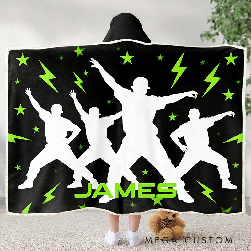 Personalized Hip Hop Wearable Blanket Hoodie with Name Dance Lover Gift for Friends Birthday Gift