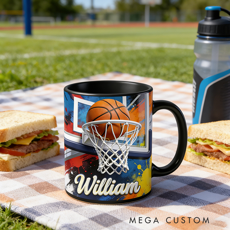 Personalized Basketball Slam Dunk Coffee Mug for Basketball Enthusiasts