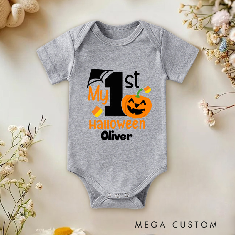 Personalized 1st Halloween Funny Baby Onesie  First Halloween Pumpkin Baby Onesie Halloween Gift