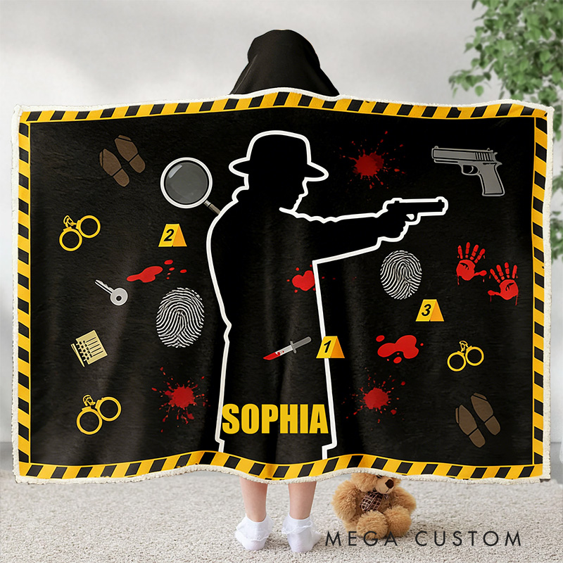 Personalized True Crime  Detective Wearable Blanket Hoodie with Name Movie Lover Gift for Friends Birthday Gift