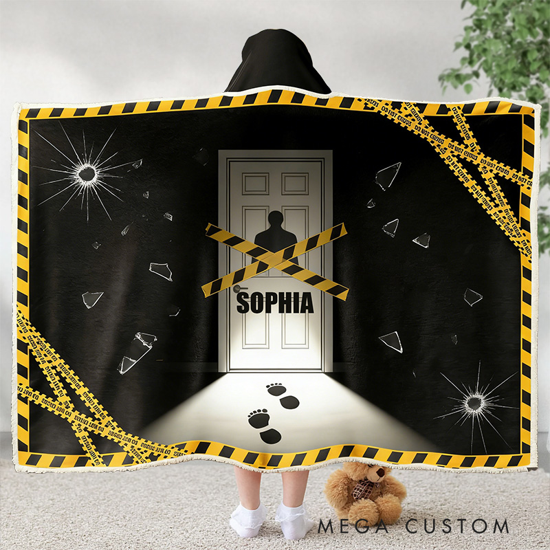 Personalized True Crime Scene Wearable Blanket Hoodie with Name Movie Lover Gift for Friends Birthday Gift