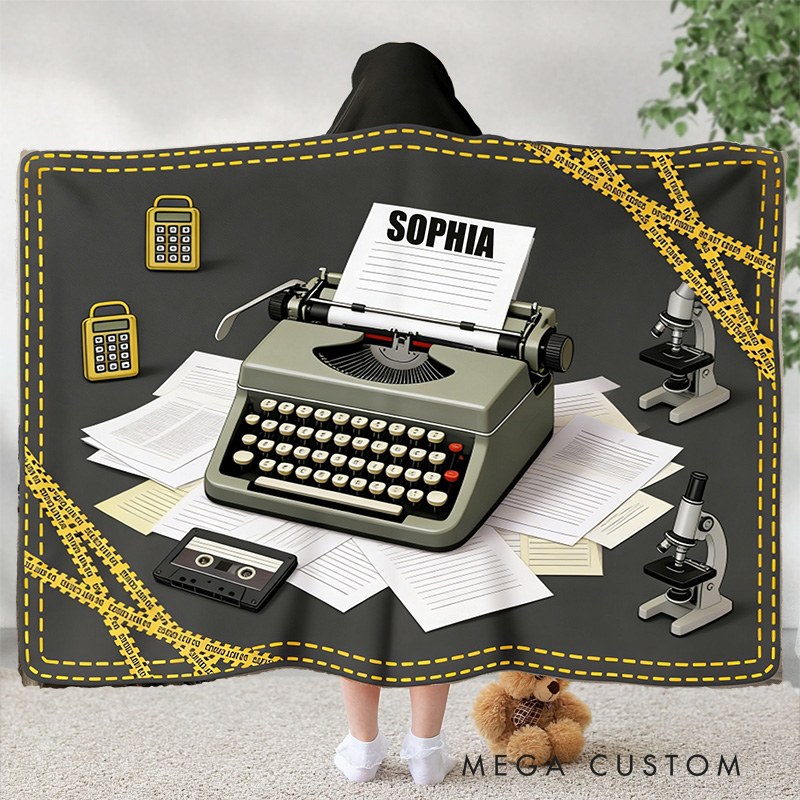 Personalized Detective Wearable Blanket Hoodie with Name Movie Lover Gift for Friends Birthday Gift