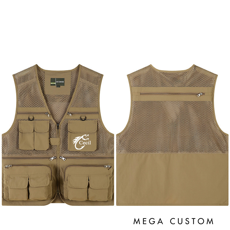 Personalized Comfort Colors Fishing Hook Utility Vest Fisherman Gift for Husband Him