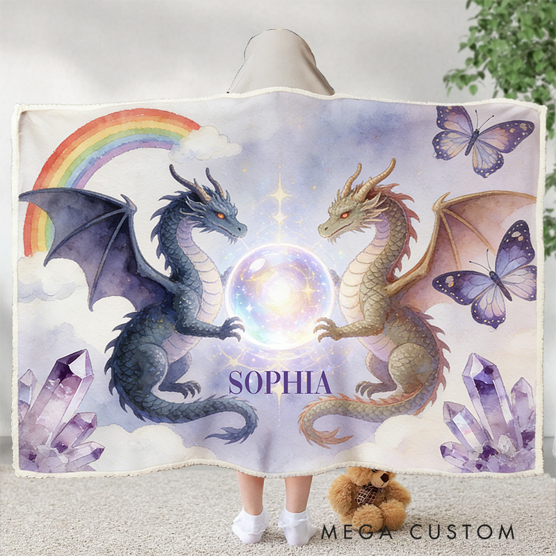 Personalized Dragons With the Future Wearable Blanket Hoodie with Name Magic Lover Gift for Friends Birthday Gift
