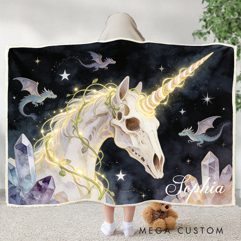 Personalized Magic Skeleton Wearable Blanket Hoodie with Name Magic Lover Gift for Friends Birthday Gift