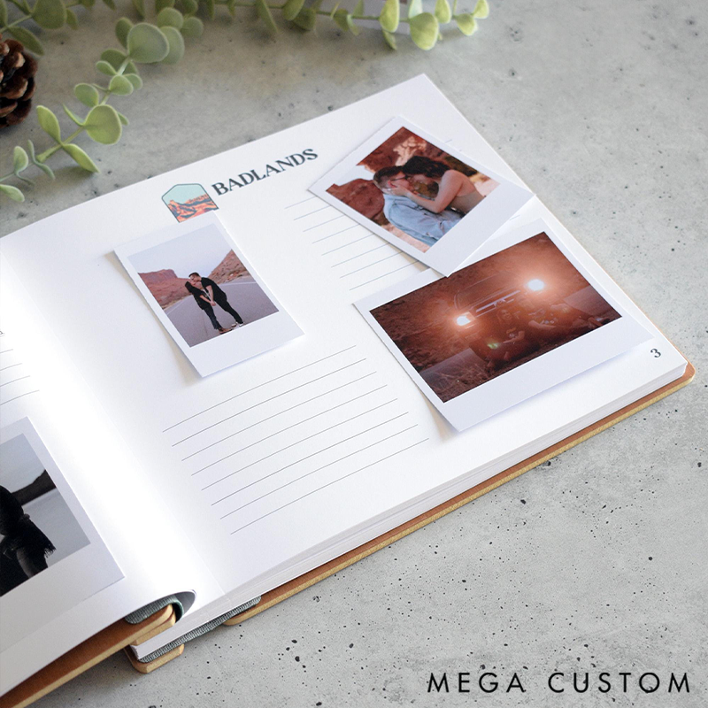 Personalized Travel Scrapbook National Park Sign Book Scrapbook Valentines Gift for Him or Her Couple's Travel Souvenir