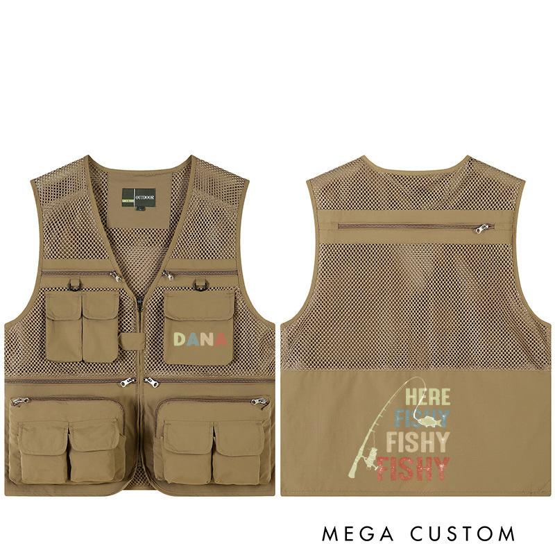 Personalized Fishing Vest with Fun Slogan Custom Hunting Fishing Lover Gift for Husband Him