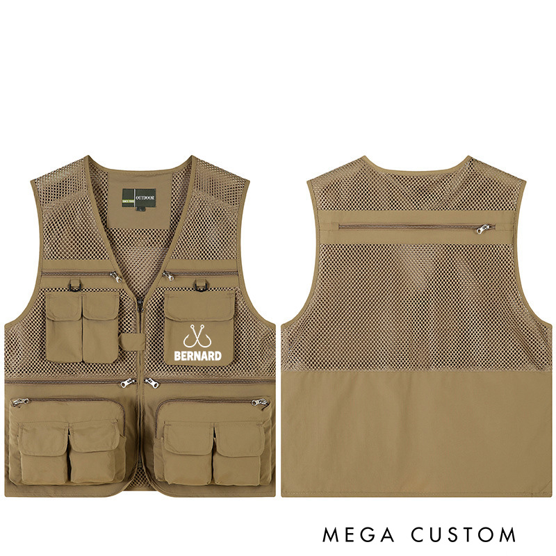 Personalized Funny Fishing Vest with Name Custom Outdoor Fishing Vest Gift for Husband Dad