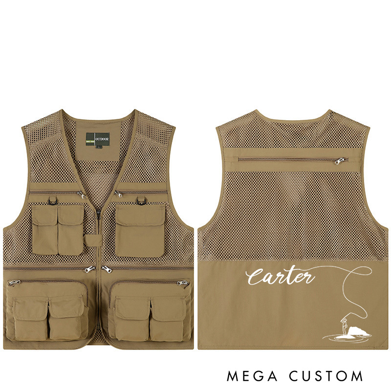 Personalized Fishing Vest with Custom Name Outdoor Fishing Vest Fly Fishing Gifts for Men Husband