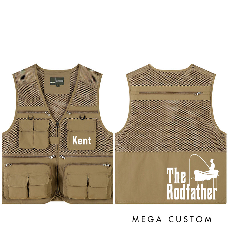 Personalized the Rodfather Fishing Vest Custom Funny Fisherman Vest Fishing Outdoor Gift for Men Husband