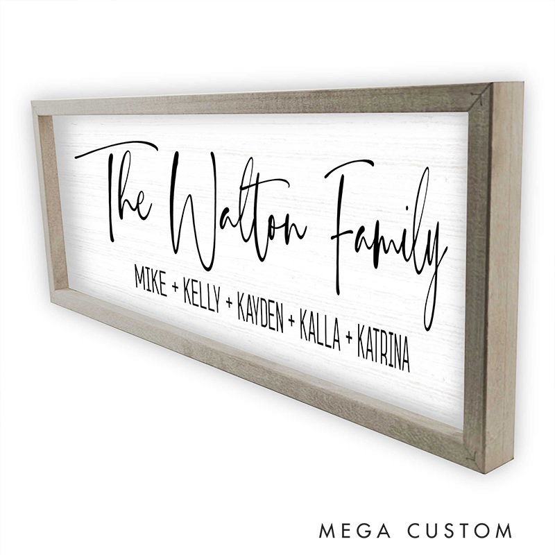 Personalized Family Name Sign Custom Framed Canvas Sign with Last Name and Family Member Name Perfect Wedding Or Housewarming Gift