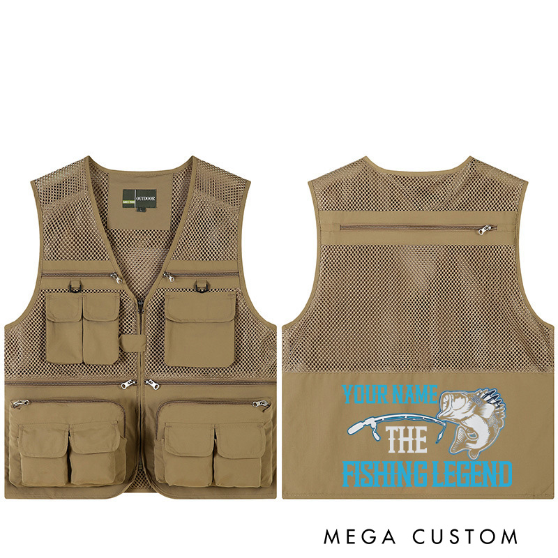 Personalized Customizable 'The Fishing Legend' Vest Funny Outdoor Fishing Vest Fishing Gift for Men Husband