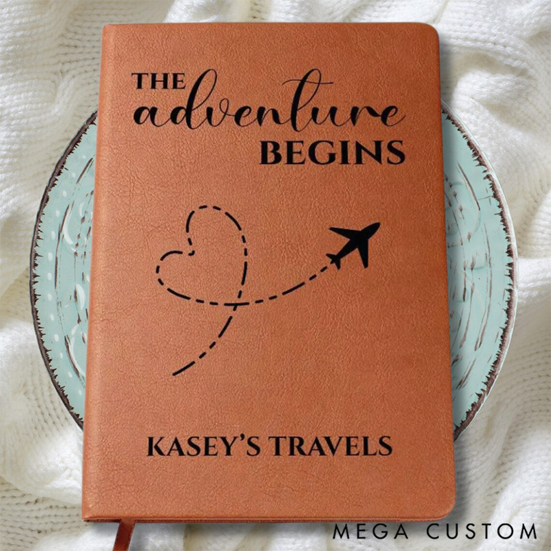  Personalized The Adventure Begins Travel Journal Custom Book World Travel Journal Travel Lover Gift for Couple Valentines Gift